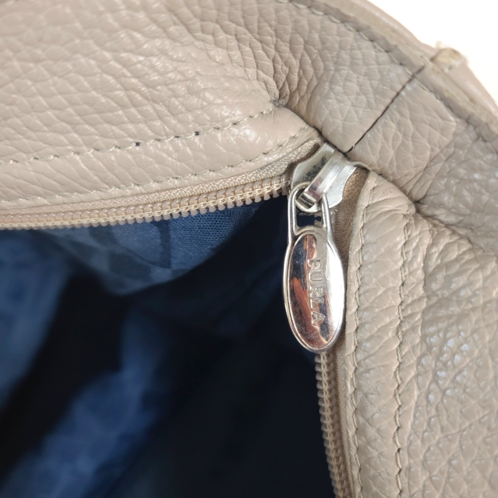 Vintage Furla Pebble Leather Neutral Tote Shoulder Bag - Picture 5 of 16